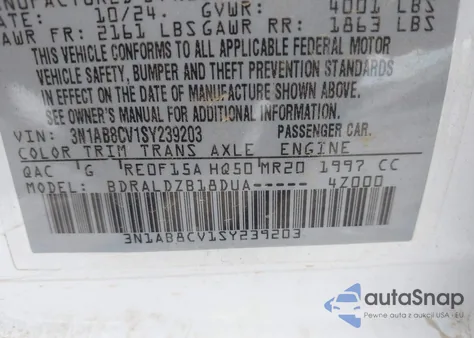 2025 Nissan Sentra Sv z USA, uszkodzony, nr VIN 3N1AB8CV1SY239203